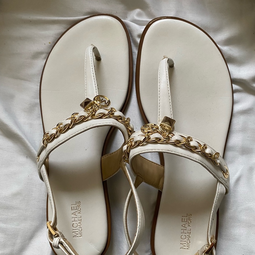 Michael Kors Elsa leather sandal in white